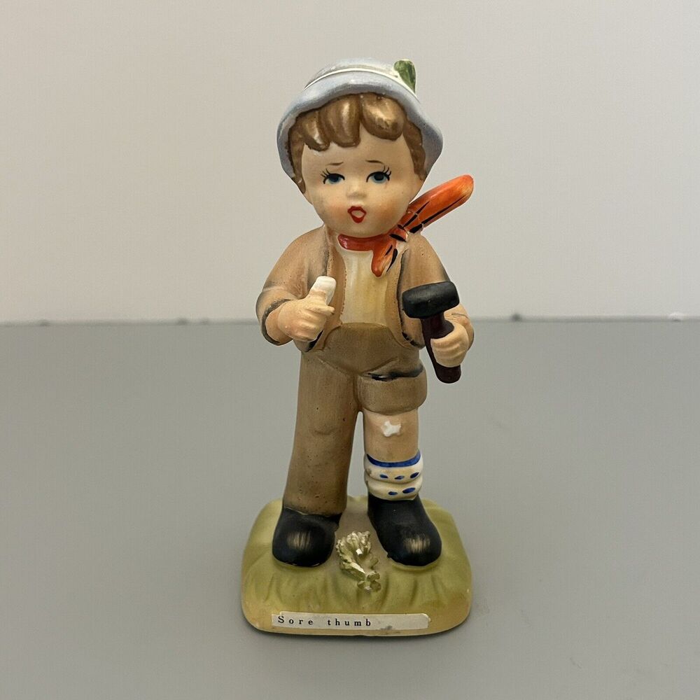 Erich Stauffer Titled Sore Thumb Ceramic Boy Figurine Japan 8561 Vintage NO BOX